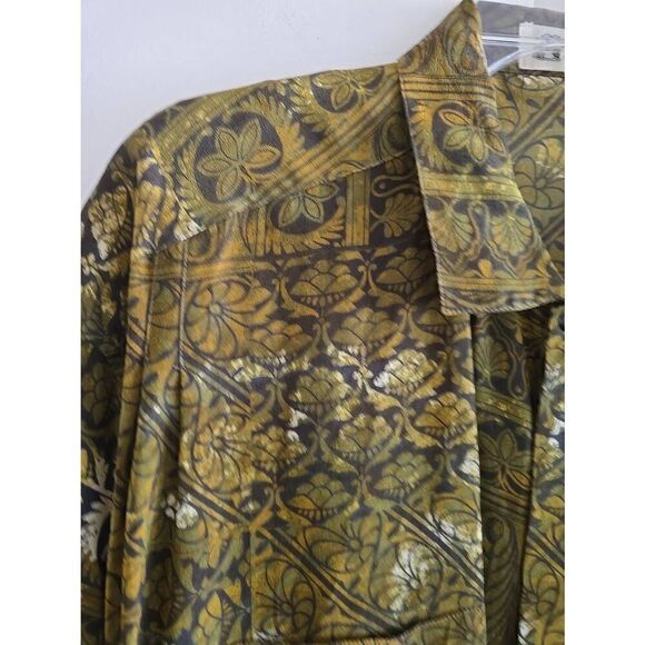 Messon vintage silk olive/black SS Camp Shirt, EUC, L - Picture 2 of 10